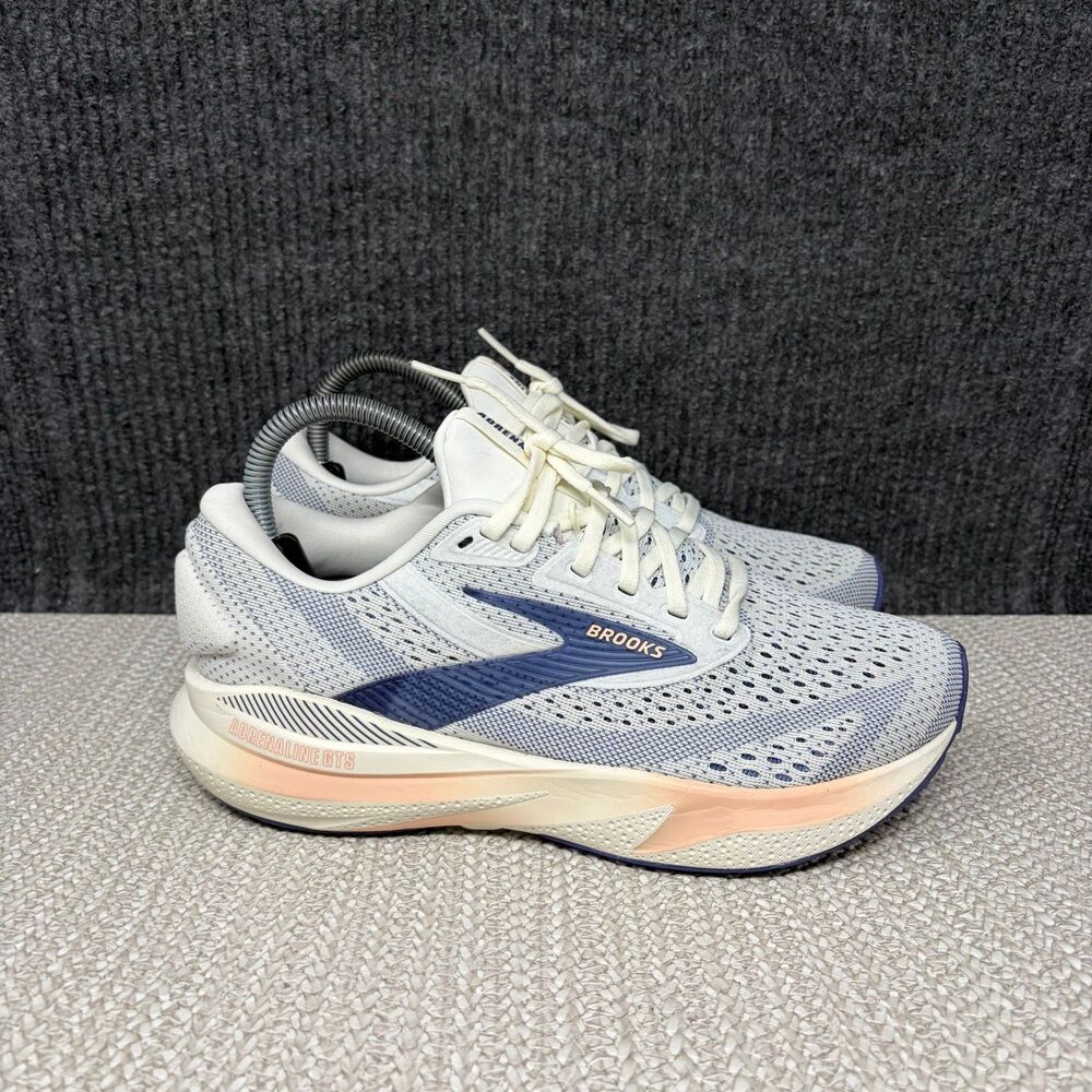 Brooks Adrenaline GTS 24 Grey Blue Ribbon Peach Running Shoes Women’s 8 WIDE D